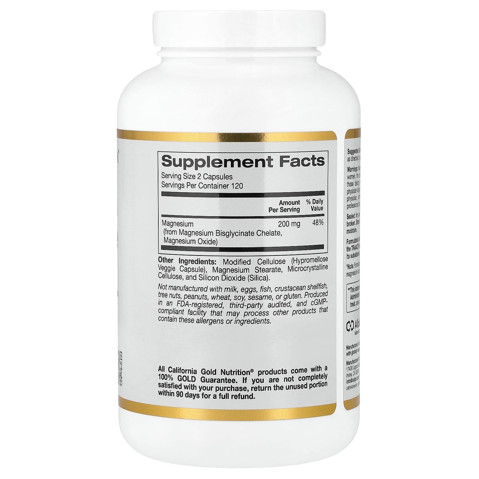 California Gold Nutrition, Magnesium Bisglycinate Chelate, Albion TRAACS®, 240 Veggie Capsules (100 mg per Capsule)
