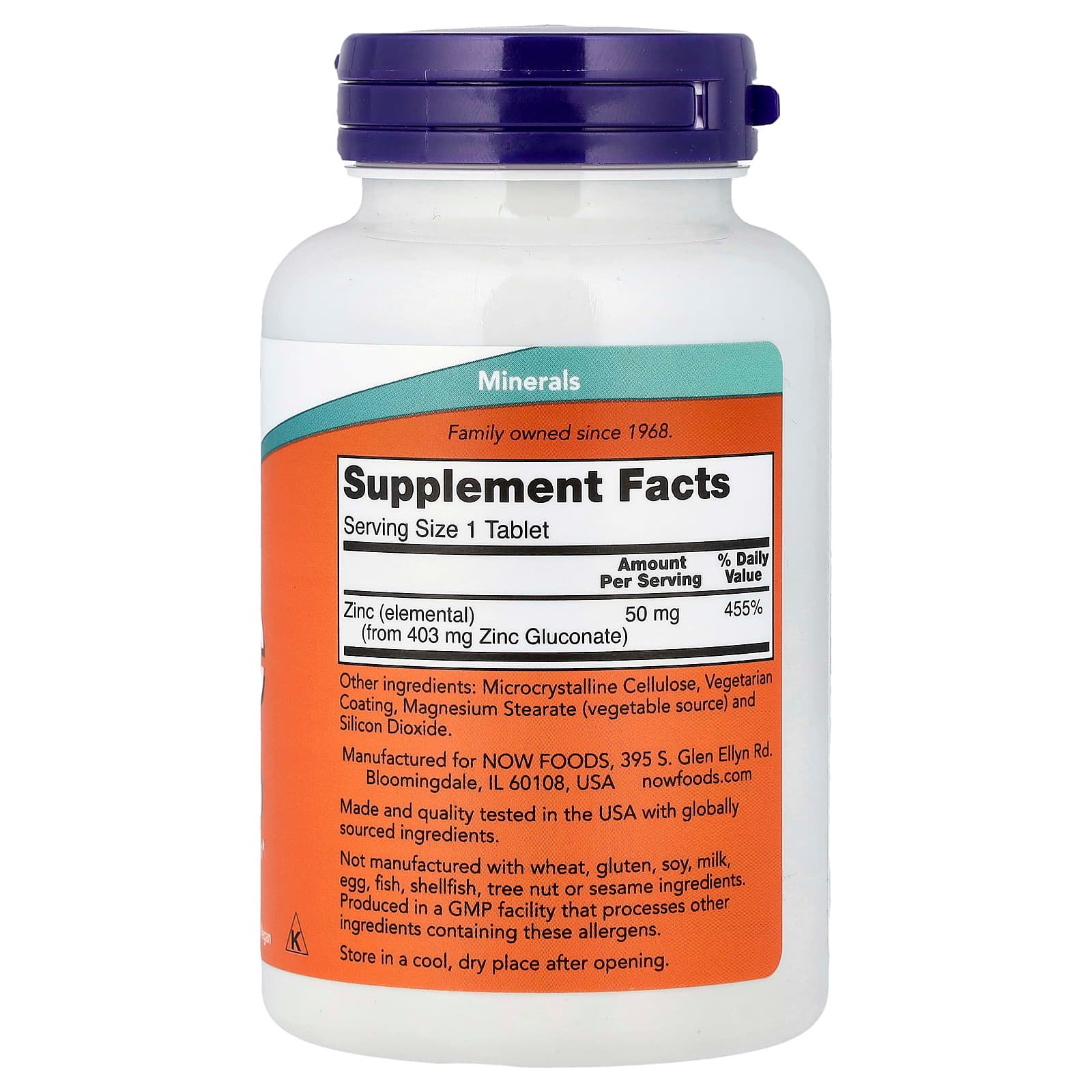 NOW Foods, Zinc, 50 mg, 250 Tablets