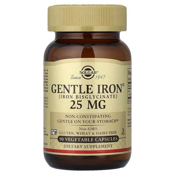 Solgar, Gentle Iron®, 25 mg, 90 Vegetable Capsules
