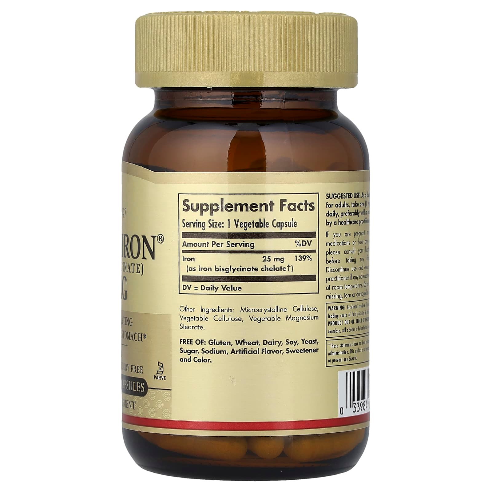 Solgar, Gentle Iron®, 25 mg, 90 Vegetable Capsules
