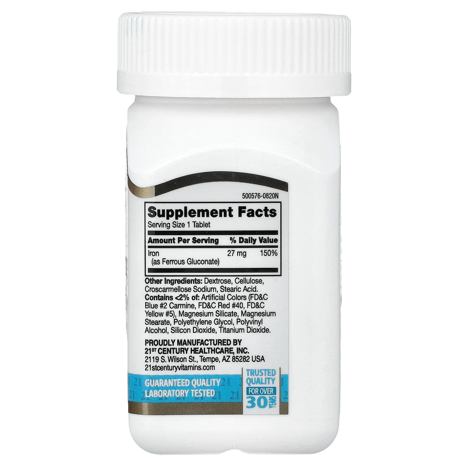 21st Century, High-Potency Iron, 27 mg, 110 Easy to Swallow Tablets