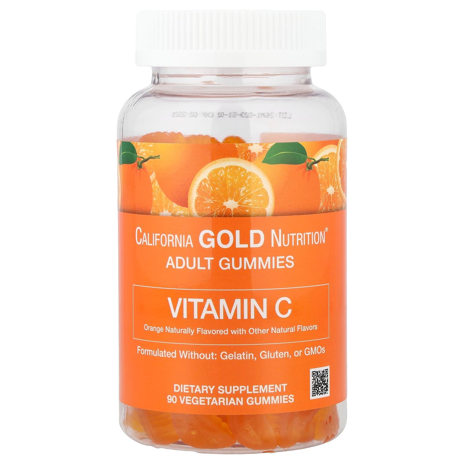 California Gold Nutrition, Vitamin C Gummies with Vitamin A from 100% Beta-Carotene, Orange, 90 Vegetarian Gummies