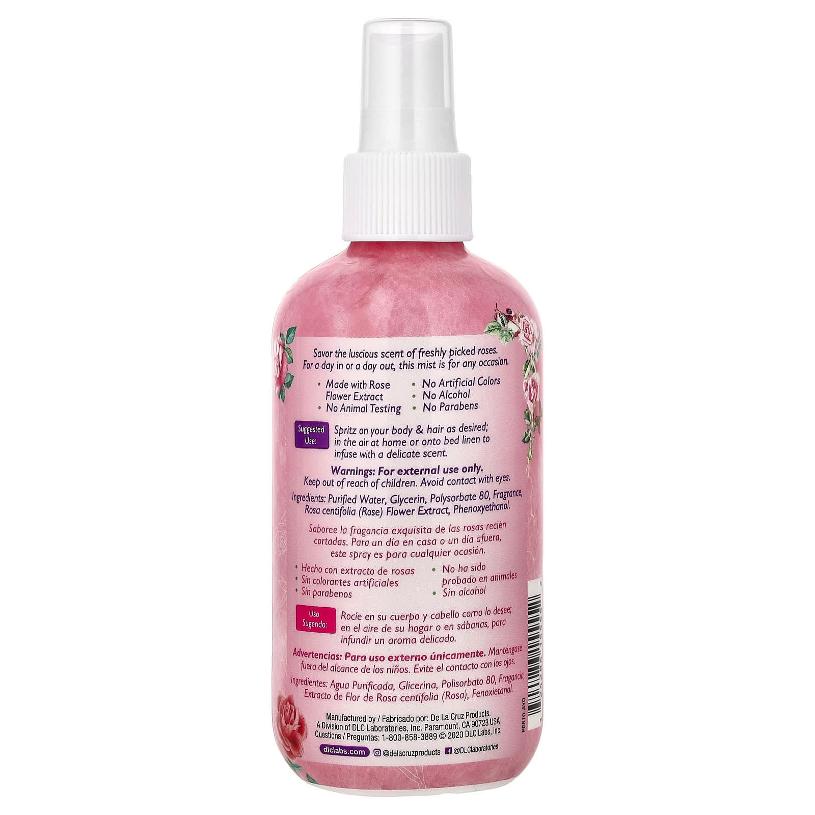 De La Cruz, Rose Water Body Mist, 8 fl oz (236 ml)