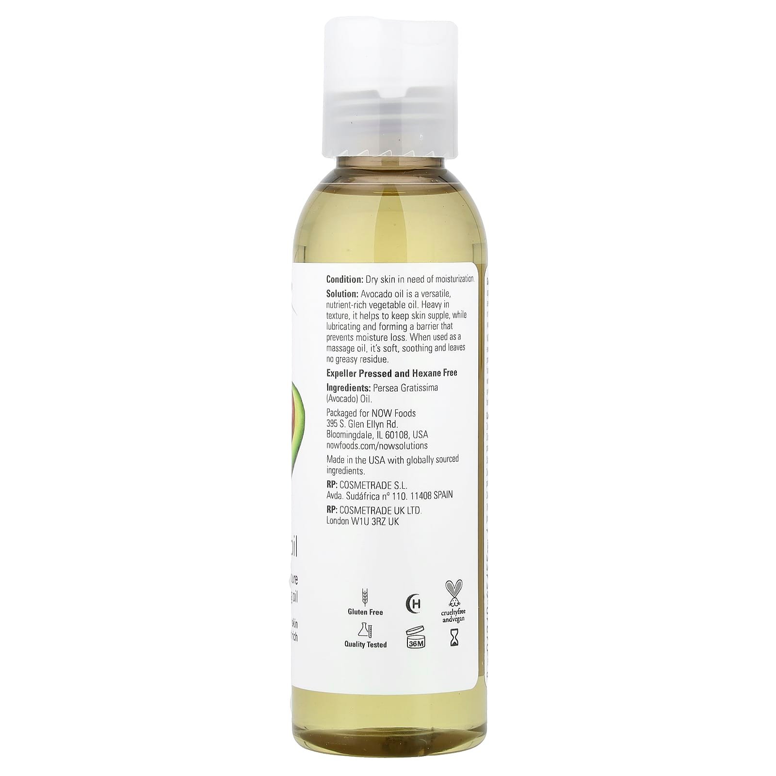 NOW Foods, Solutions, Avocado Oil, 4 fl oz (118 ml)