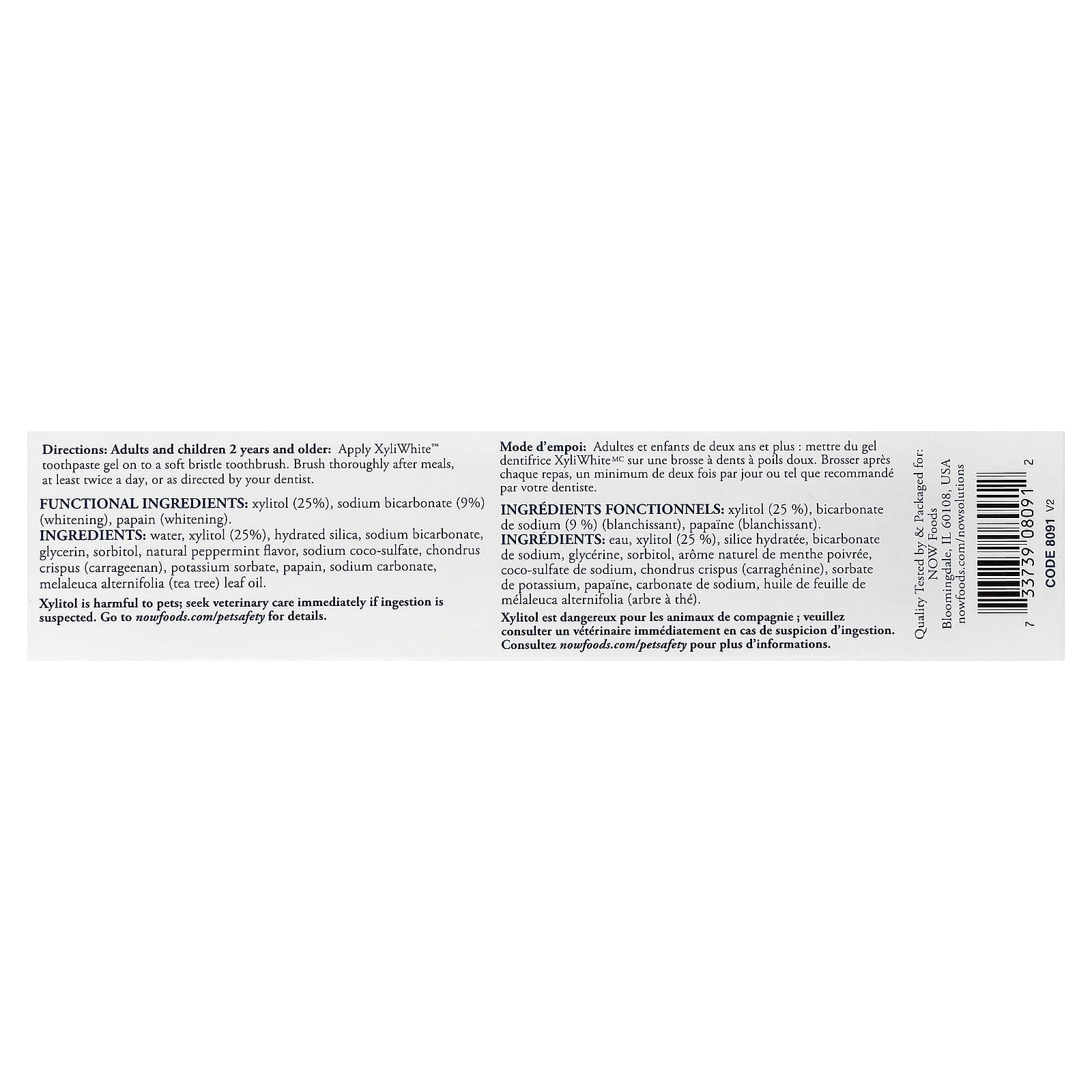 NOW Foods, Solutions, XyliWhite™, Toothpaste Gel with Bicarbonate of Soda, Platinum Mint, 6.4 oz (181 g)