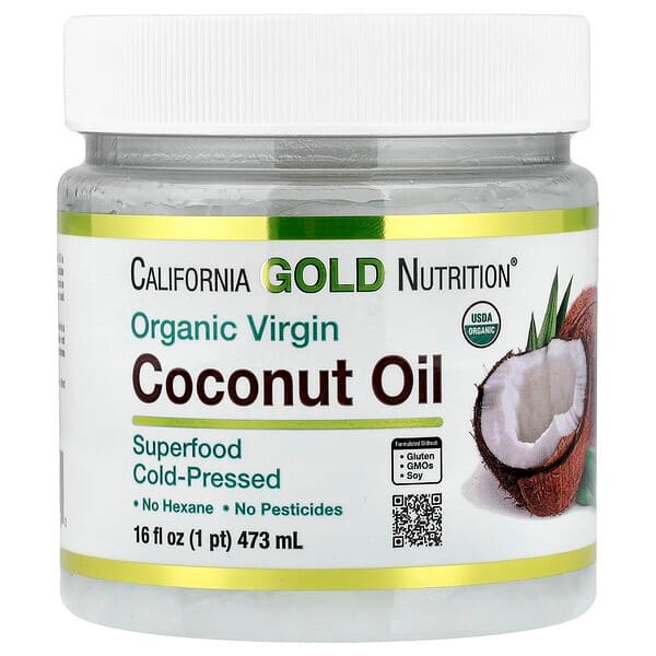 California Gold Nutrition, Superfoods, Cold Pressed Organic Virgin Coconut Oil, 473 ml (16 fl oz)
