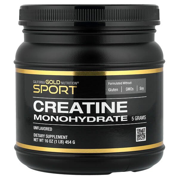 California Gold Nutrition, Sport, Pure Creatine Monohydrate, Unflavoured, 1 lb (454 g)