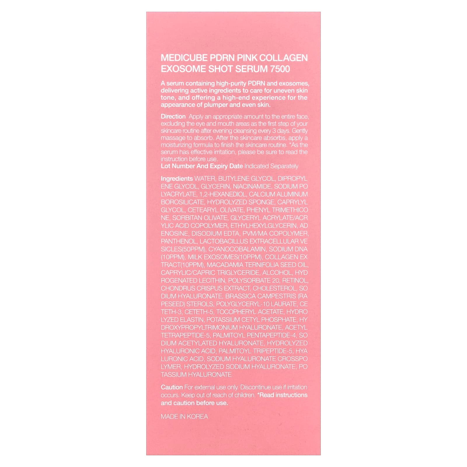 Medicube, PDRN Pink Collagen Exosome Shot Serum 7500, 1.01 fl oz (30 ml)