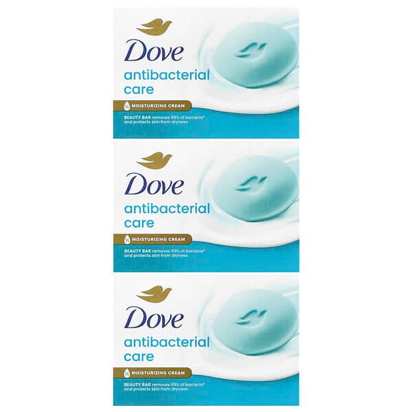Dove, Antibacterial Care, Beauty Bar Soap, 3 Bars, 3.17 oz (90 g) Each
