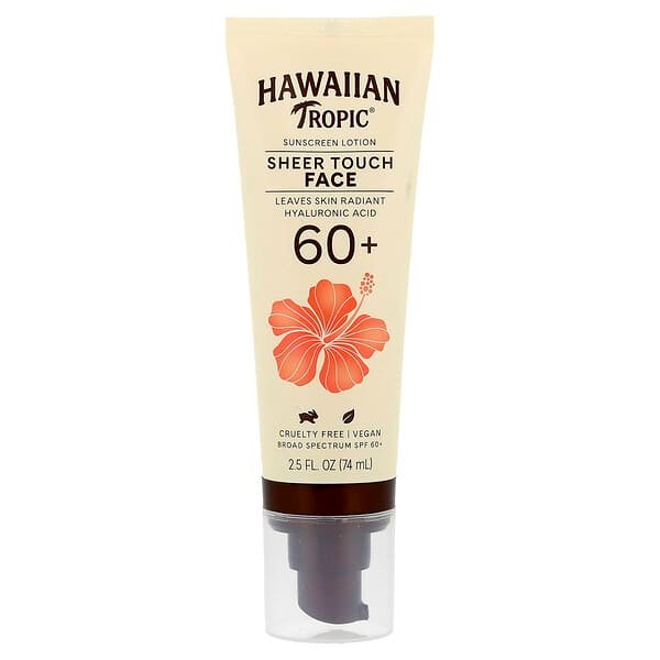 Hawaiian Tropic, Sheer Touch, Face Sun Cream Lotion, SPF 60+, 74 ml (2.5 fl oz)