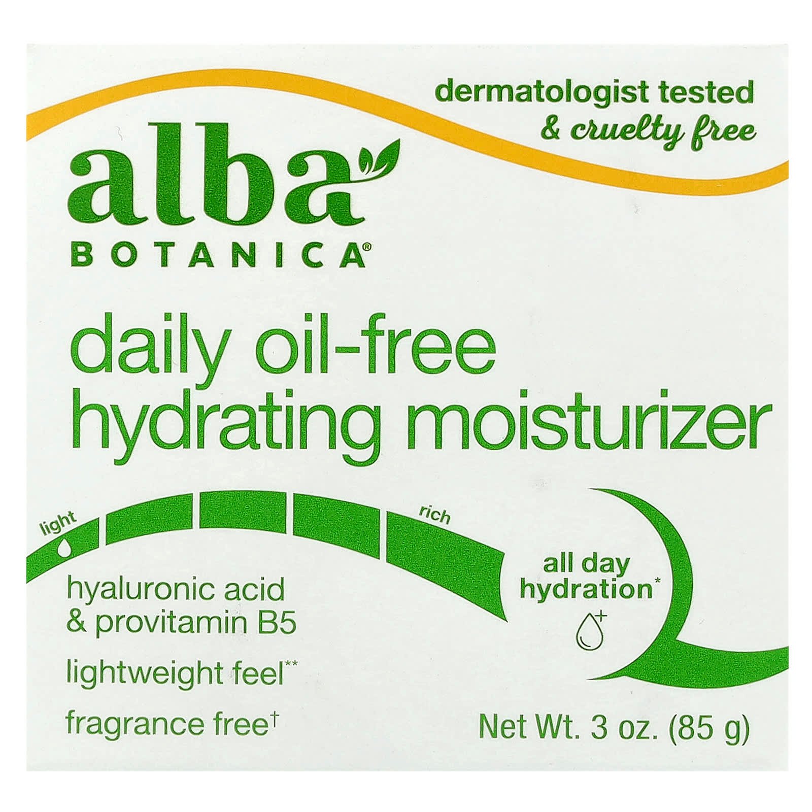 Alba Botanica, Daily Oil-Free Hydrating Moisturiser, Fragrance Free, 3 oz (85 g)