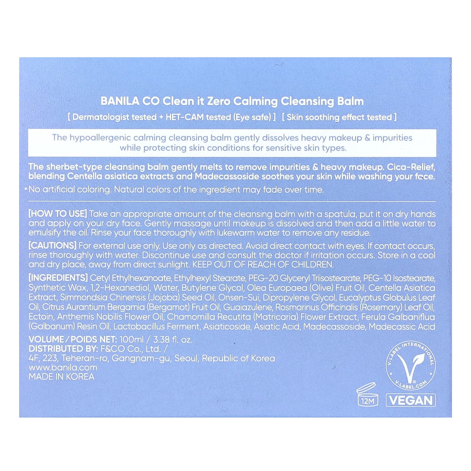 Banila Co, Clean It Zero, Calming Cleansing Balm, 3.38 fl oz (100 ml)