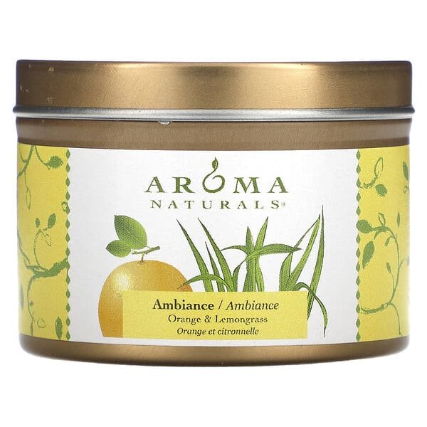 Aroma Naturals, Soy VegePure, Travel Tin Candle, Ambience, Orange & Lemongrass, 2.8 oz (79.38 g)