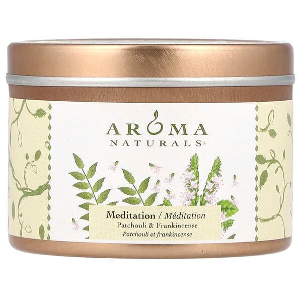 Aroma Naturals, Soy VegePure®, Small Soy To Go Tin Candle, Patchouli & Frankincense, 2.8 oz (79.38 g)