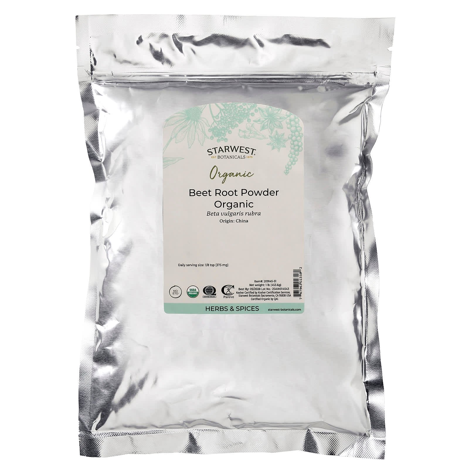 Starwest Botanicals, Organic Beetroot Powder, 1 lb (453.6 g)