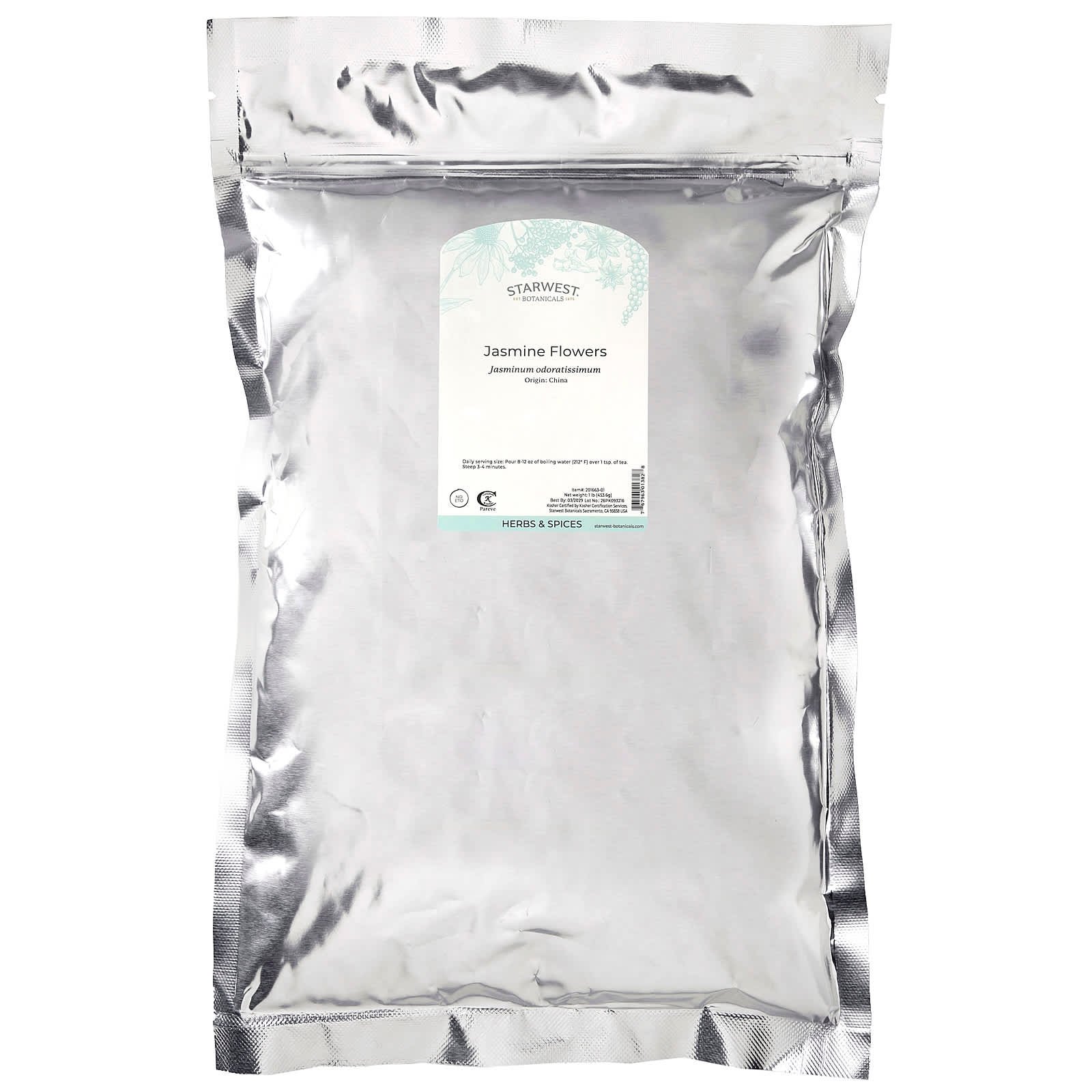 Starwest Botanicals, Jasmine Flowers, 1 lb (453.6 g)